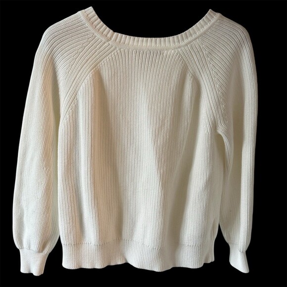 Tommy Bahama Sweater Womens S/P Ivory Crewneck Pullover Palm Embroidered - Picture 3 of 7